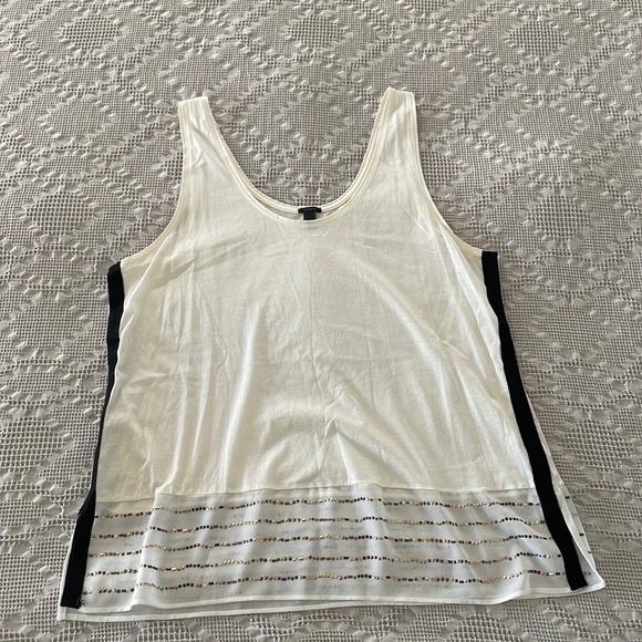 J. Crew Embellished Silk Hem Ivory Tank Top - Picture 2 of 5